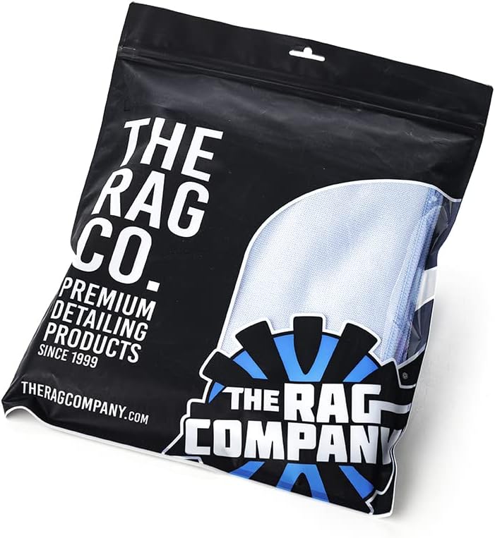 The Rag Company - Premium Window, Glass, Mirror & Chrome Detailing Towels - Professional Korean 70/30 Microfiber Blend, Lint-Free, Streak-Free, 350gsm, 16in. x 16in, Light Blue (5-Pack)