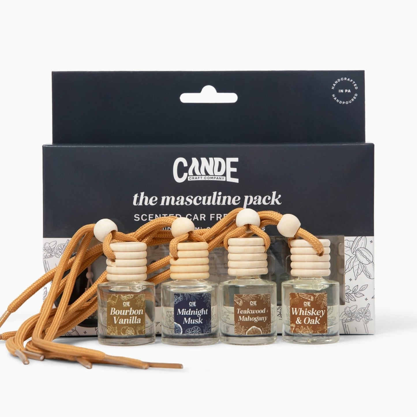 CE Craft Hanging Car Air Freshener – Fragrance Oil Diffuser with Essential Oils – Long-Lasting Aromatherapy Scents for Automobiles – 4 Pack, Masculine