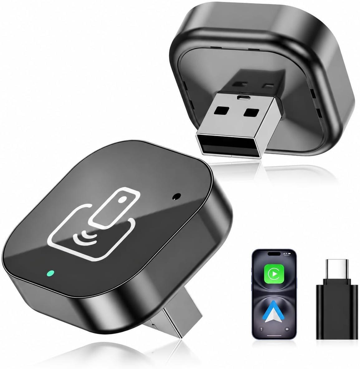 2026 Wireless CarPlay & Android Auto Adapter – 2-in-1 Plug & Play Dongle, Converts Wired to Wireless, Auto Reconnect, Low Latency, for iOS 10+ & Android 11+ with Factory Wired CarPlay