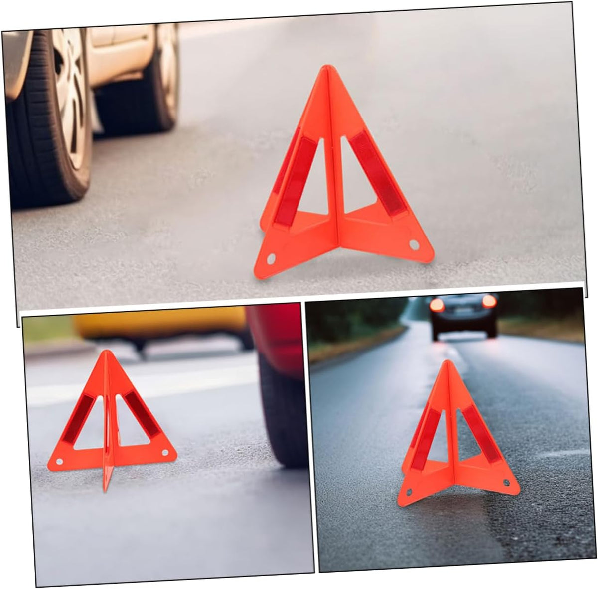 5pcs Red Plastic Emergency Road Triangle Warning Signs for Vehicles
