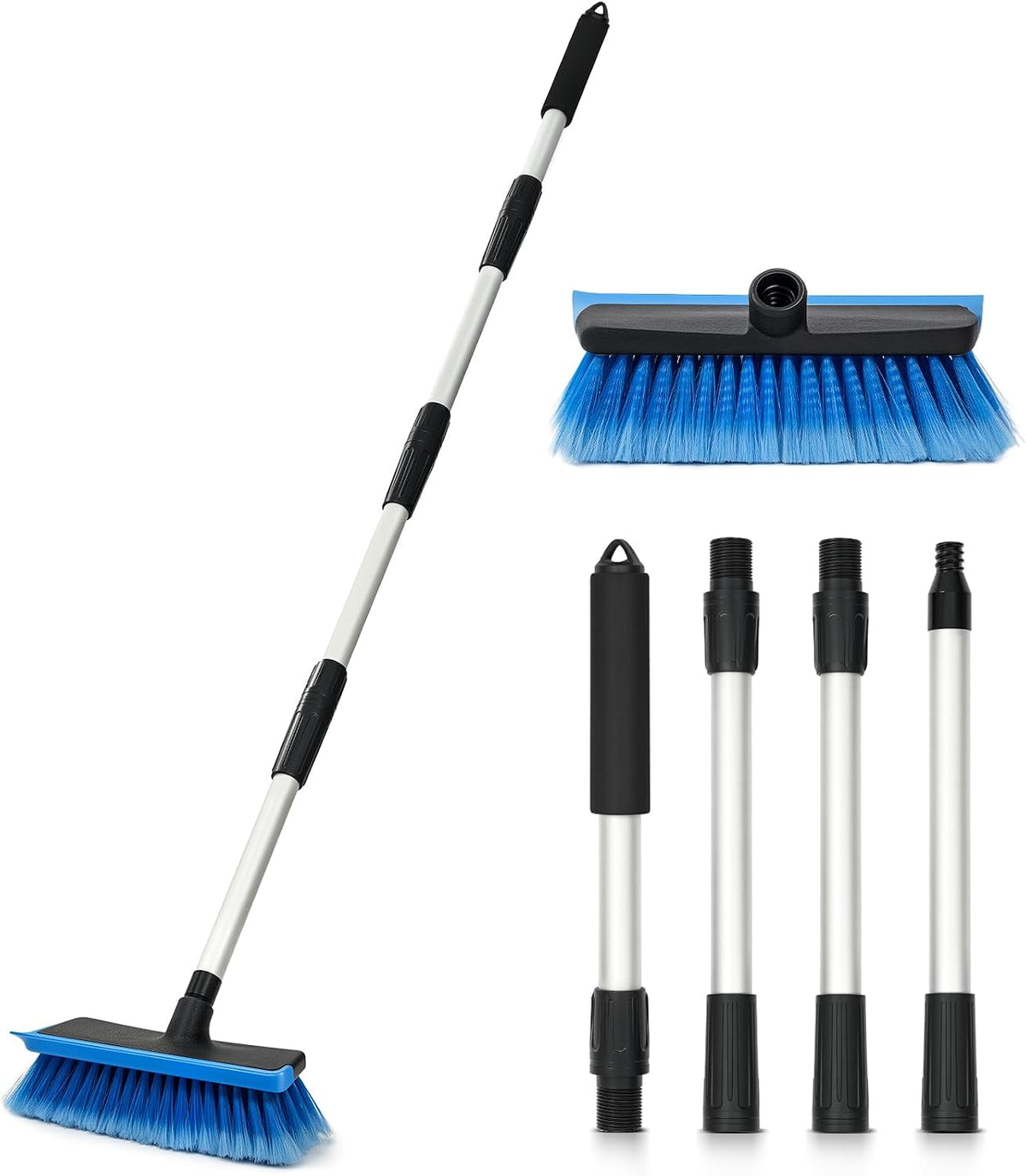 Ordenado 56" Car Wash Brush with Long Handle, Soft Bristle& Rubber Squeegee