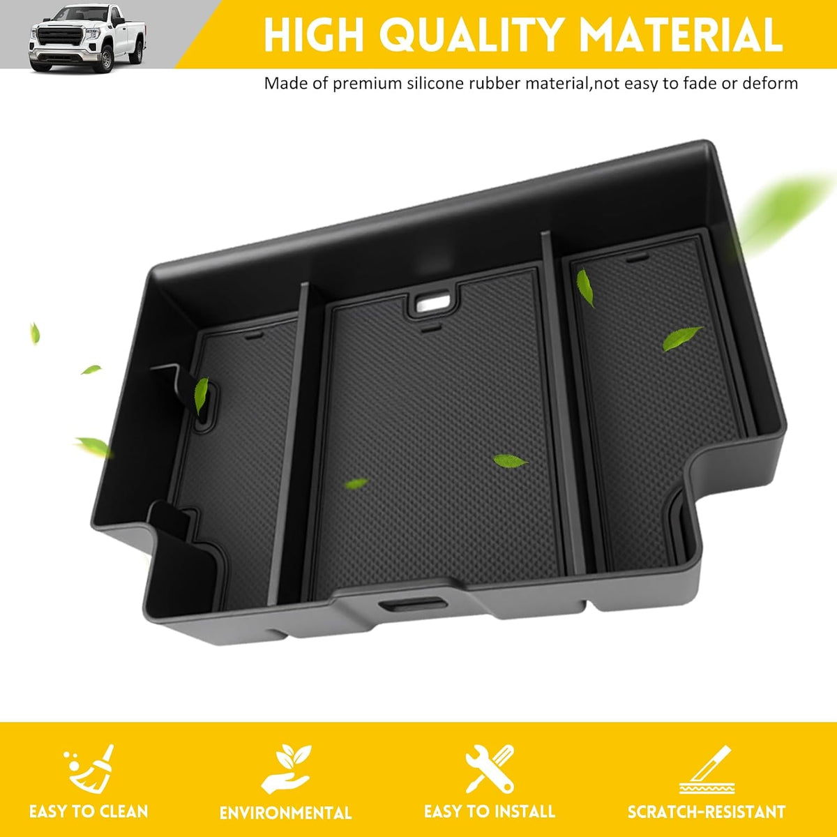 Center Console Organizer for 2022-2025 Chevy Silverado/GMC Sierra 1500 & 2024 Silverado/Sierra 2500 3500HD, Insert Armrest Storage Box Tray Accessories(Only Fits Full w/Bucket Seats)