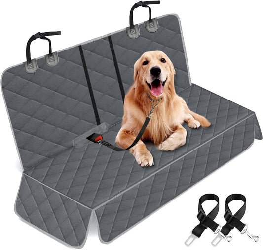 Yuntec Dog Car Cover for Back Seat Pet Car Seat Cover Protector Waterproof Rear Seat Cover Nonslip Bench Car Seat Cover fits Middle Armrest for Most Cars Trucks SUVs (53” Width) - Grey