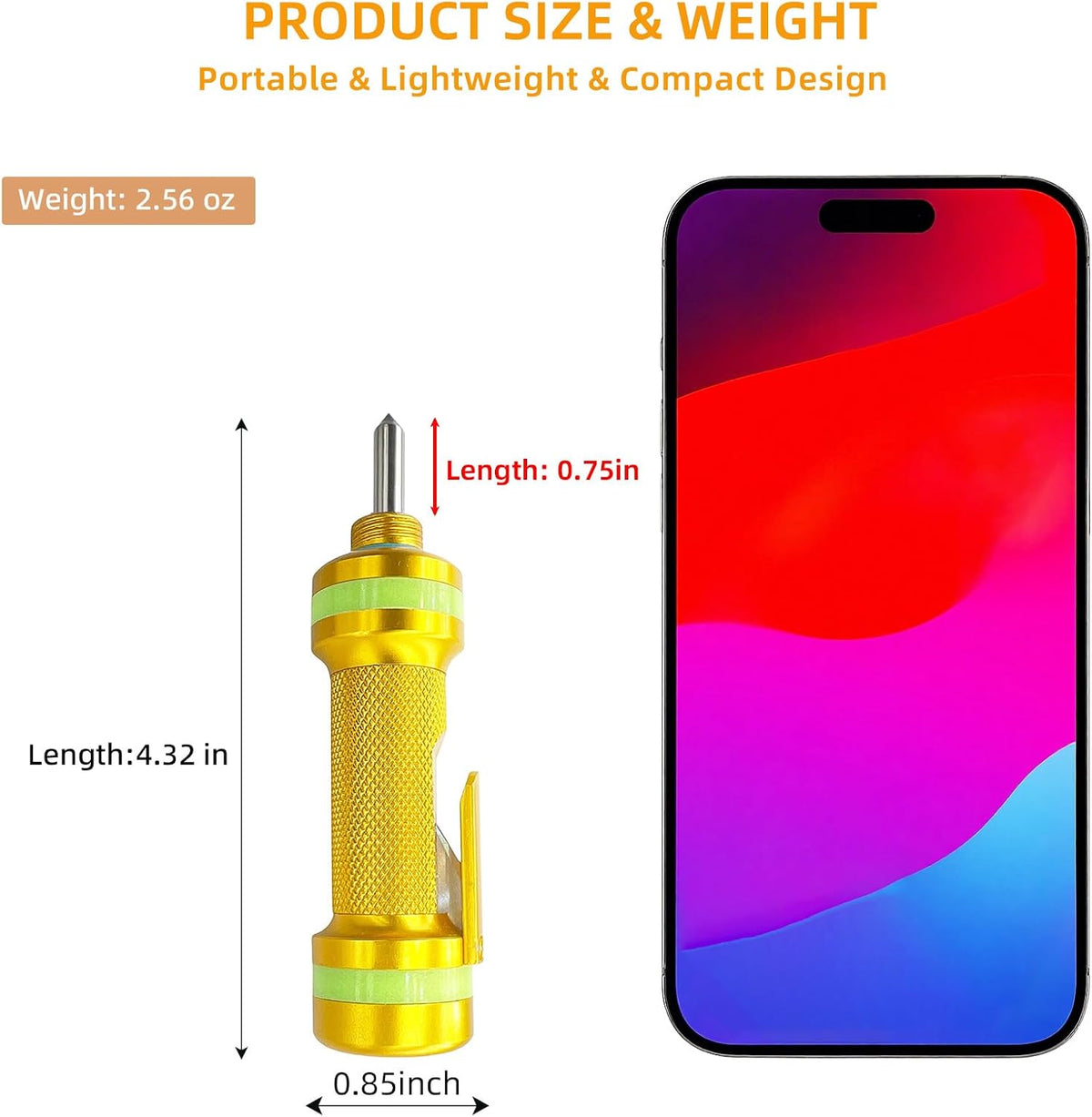 2-in-1 Window Breaker Seatbelt Cutter, Car Window Breaker Tool, Metal Glass Breaker - Extended Tungsten Steel Hammer Tip, Can Shatter Tempered Glass (Gold,1 PCS)