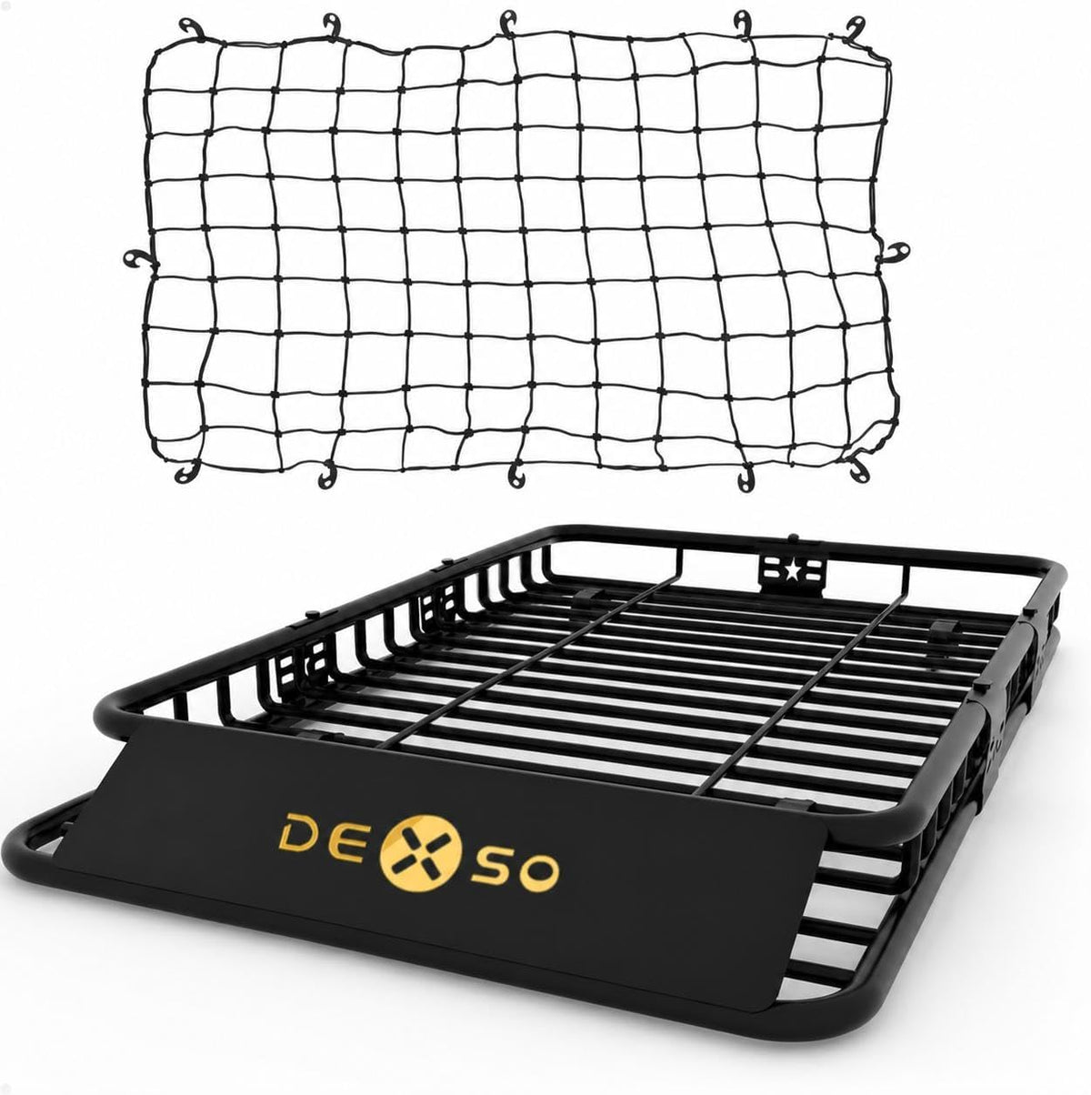 Universal Roof Rack Basket with Cargo Net, 200 lb Cargo Carrier, 64 x 39 in