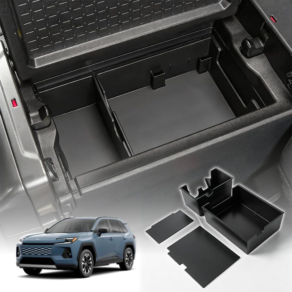 Center Console Organizer for RAV4 2025-2026 Car Storage Box,2026RAV4 Accessories ABS Center Console Organizer Storage Box,tray can expand the capacity of armrest box(Silicone pad)