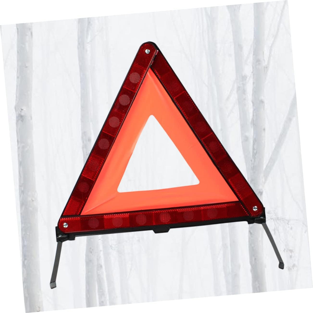 Red Foldable Roadside Hazard Warning Triangle Sign with Weighted Base