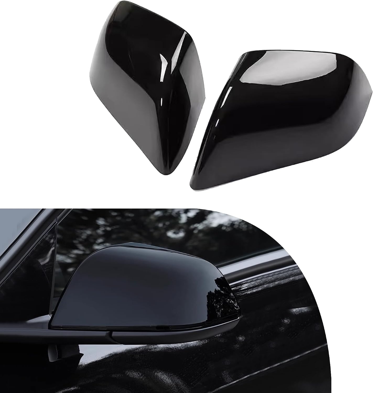Rearview Mirror Guard Cover for 2020-2024 Tesla Model Y-YH | Side View Mirror Cover External Accessories Are Easy to Install (Matte Black, Y-Shaped)