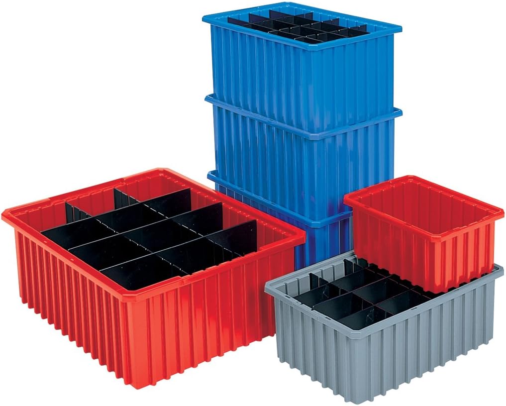 Akro-Mils 33224 Akro-Grid Plastic Slotted Dividable Modu Box Stackable Grid Storage Tote Container, (22-3/8-Inch L x 17-3/8-Inch W x 4-Inch H), (6 Pack), Blue