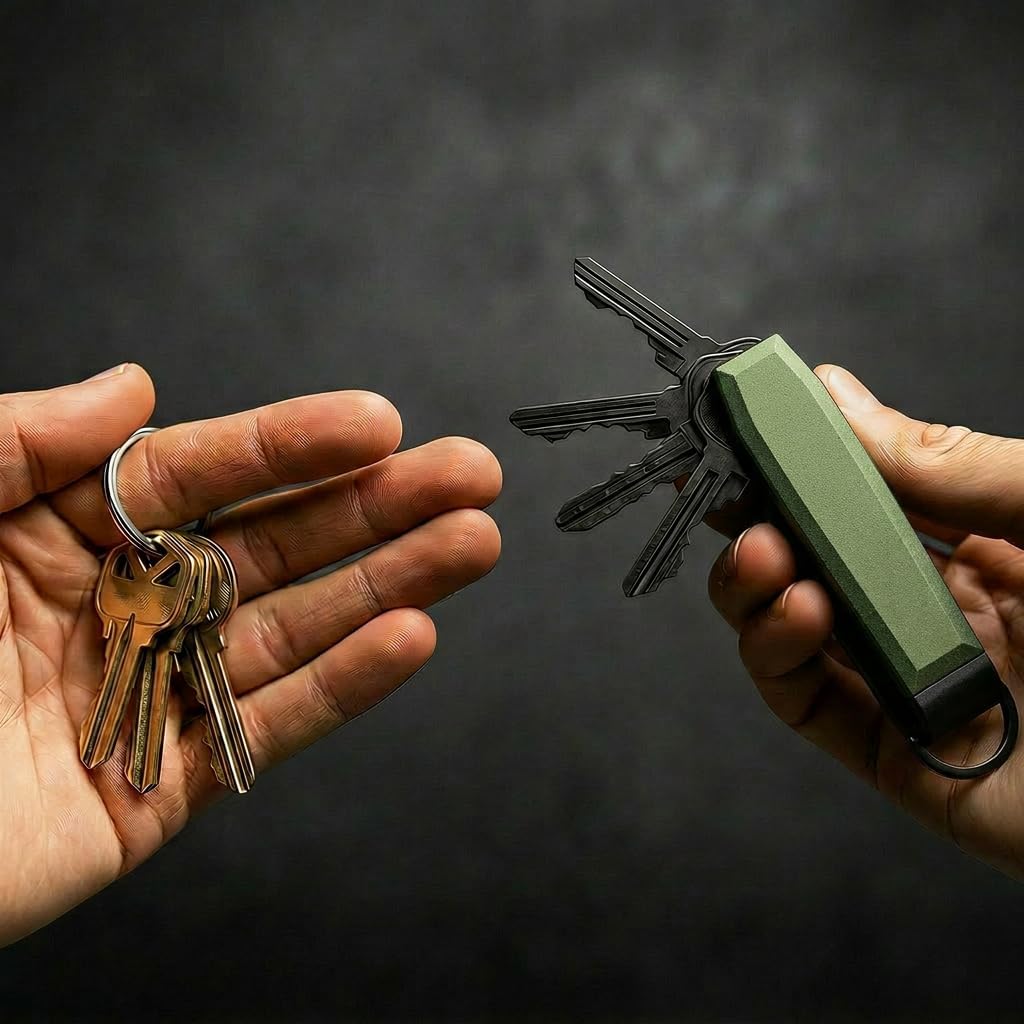 Compact Aluminum Key Organizer Holder with Pocket Clip.