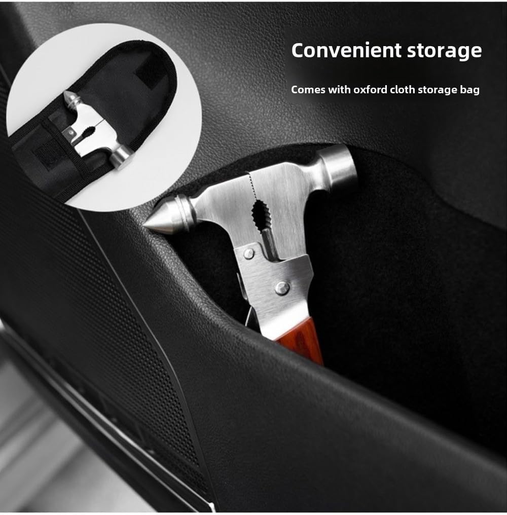 Car Safety Hammer for Suzuki Solio 1st 2nd 3rd 4th Generation/Solio Swift Strong Hybrid, 12 in 1 Stainless Steel Kit Window Breaker Tool Emergency Escape Outdoor Rescue Camping Driver Essentials Gear