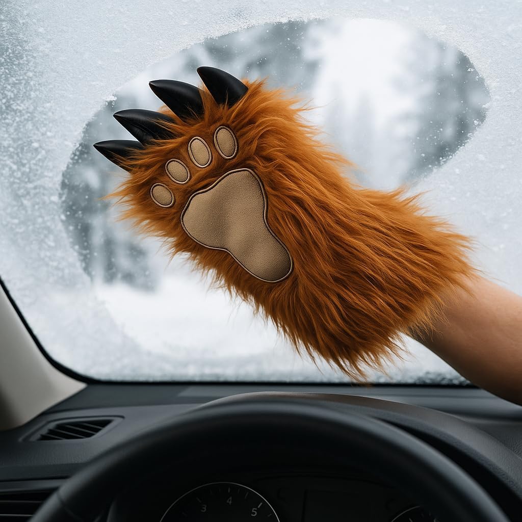 Massive Bigfoot Hand Ice Scraper - Bigfoot Gifts - Sasquatch Claw Faux Fur Hand Warmer with Built in Ice Scraper Foam Grip Novelty Winter Snow and Ice Remover for Cars Trucks SUV