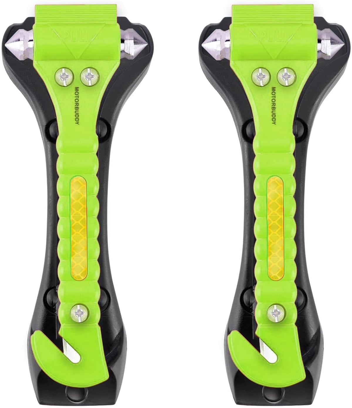 MOTORBUDDY 2-Pack Car Safety Hammer Seatbelt Cutter,Auto Emengency Escape Tool with Windows Glass Breaker, Escape Tool for Car Accidents,Grow in The Dark