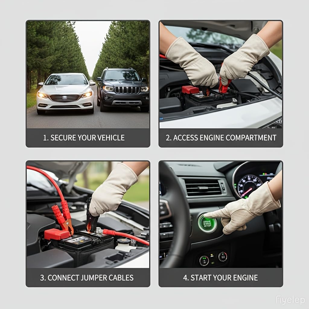 Car Roadside Emergency Kit with Jumper Cables & Tow Rope