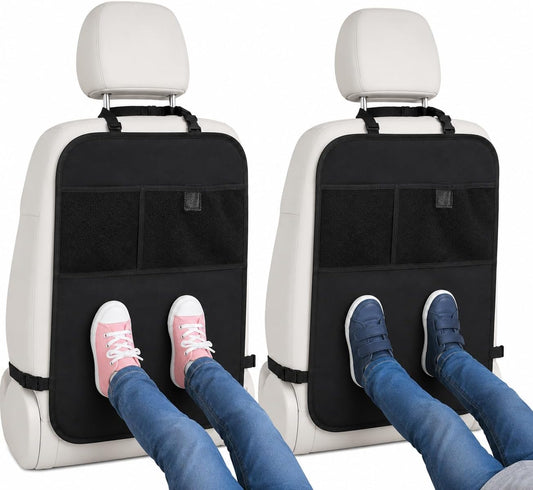 Enovoe Back Seat Cover for Kids Extra Large - 2 Pack with Multi Pocket Storage Organizer - Back Seats Protector for Upholstery from Dirt, Mud, Scratches - Waterproof Car Seat Protector for Kids