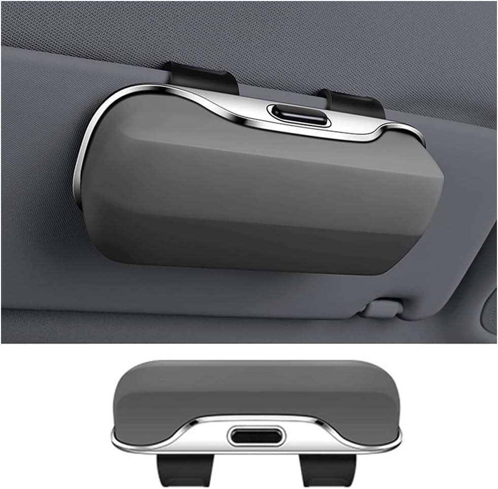 Car Visor Sunglasses Holder, Convenient Vehicle Eyeglasses Hanger Organizer Holder Box, Auto Interior Sunvisor Glasses Storage Protection Case, Universal for SUV Sedan Truck (Gray)