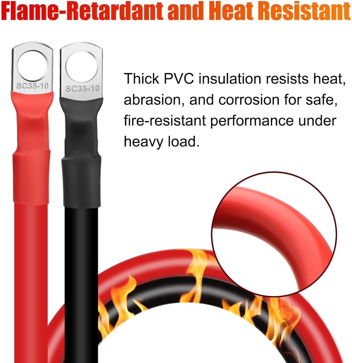 Linkstyle 6PCS 2 AWG Battery Cables 6 Inch, Heavy Duty Pure Copper Battery Bank and Inverter Cable Set with Tinned Copper 3/8" Lugs Terminals, for Solar, RV, Marine, Truck, Automotive 12V-48V
