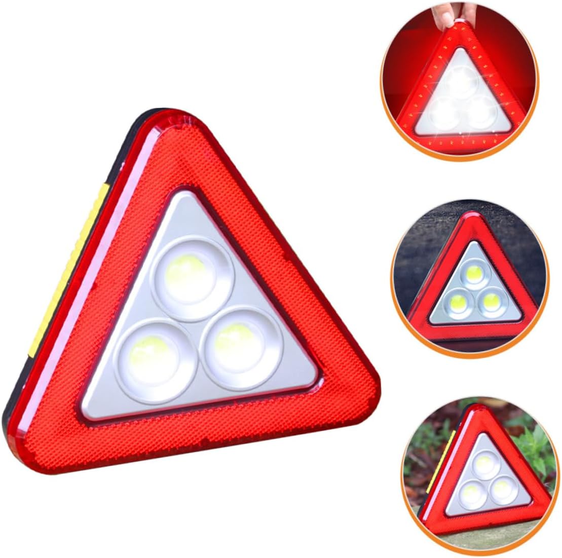 Reflective Roadside Safety Triangle with LED Lights, Plastic