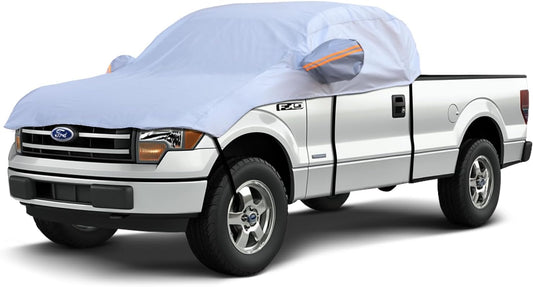 Truck Car Cover Top for Crew Cab Pickup, Half Cover Sunproof Waterproof Windproof Protector for Extended Cab Trucks