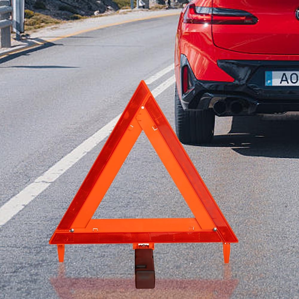 YuBoQi(3PK) Reflective Warning Road Safety Triangle Kit ROAD Emergency Triangle Sign DOT Approved for Truck,LED Road Flares 49 CFR Part 571.125 (FMVSS 125) US