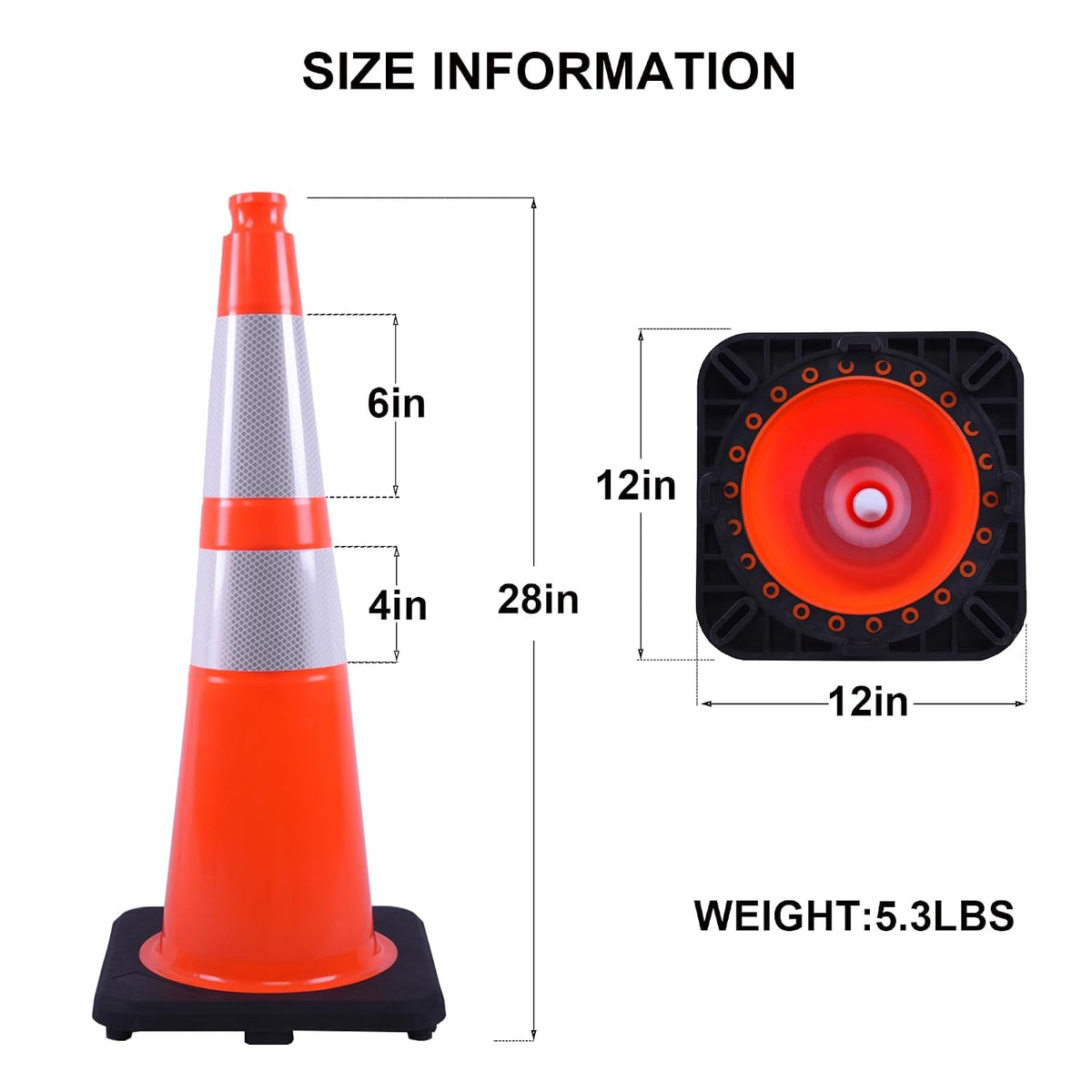 OrangeStar 28 Inch Orange Traffic Cones 8-Pack, Heavy Duty PVC Safety Cones