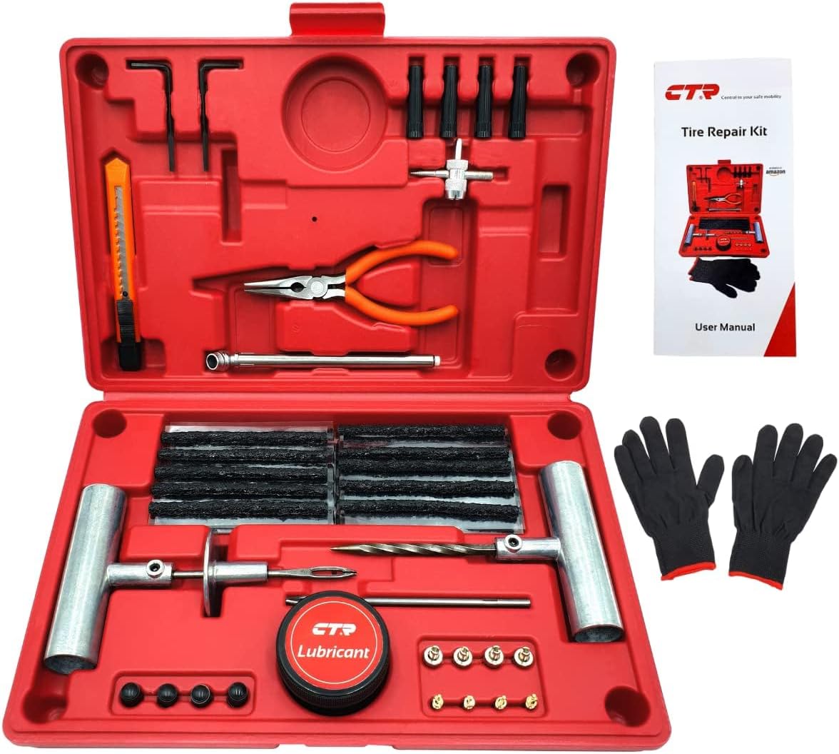 CTR Heavy Duty Tire Plug Kit, 68pcs Premium Flat Tire Repair Kit with Plugs