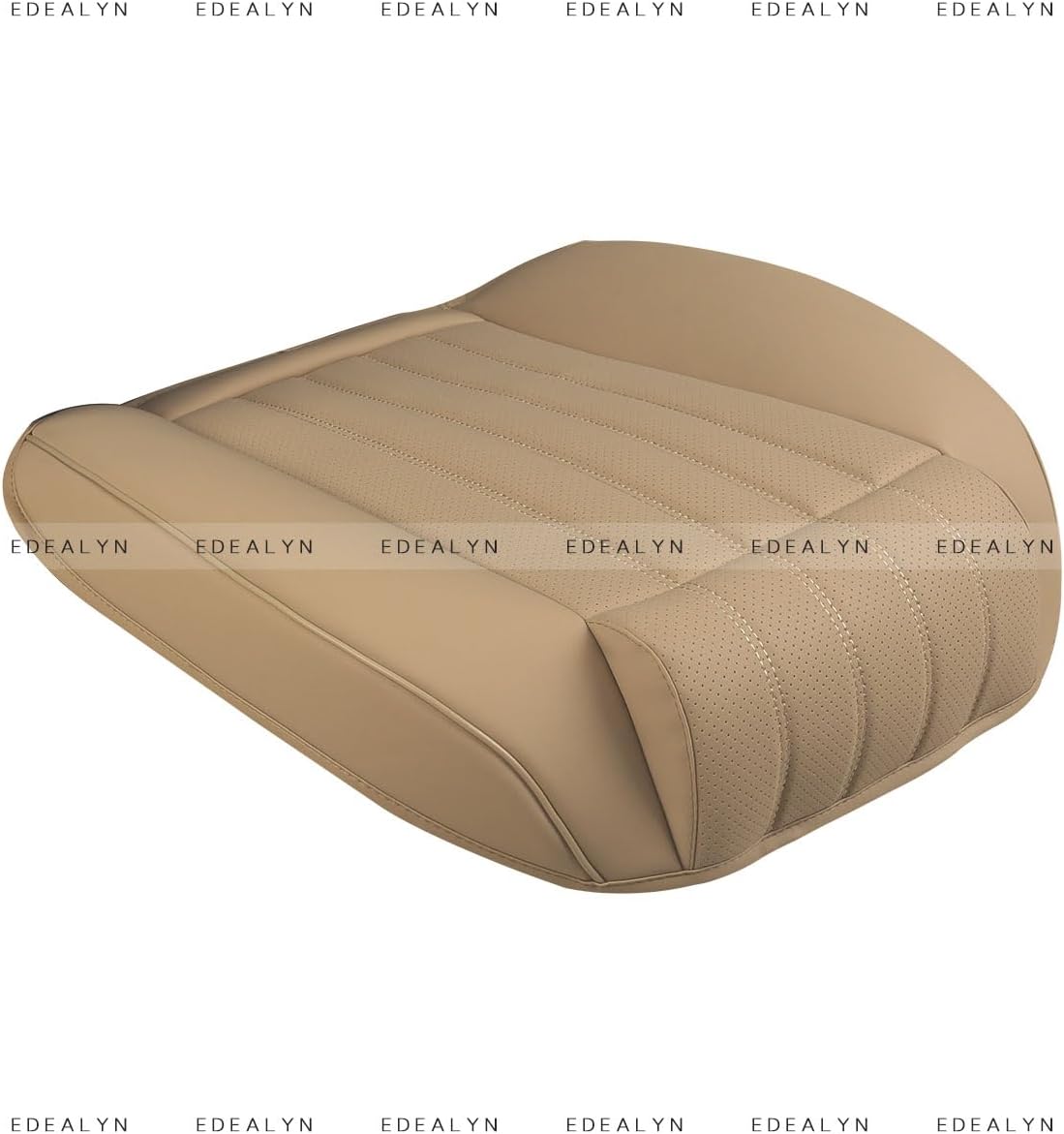 (1 PCS PU Leather Car Seat Cover Auto Bottom Seat Protector Cover with Comfort Leg Support Pillow Fit Most Front Driver Seat Width20.86 by deep 20.86 inches (Beige with Leg Rest)