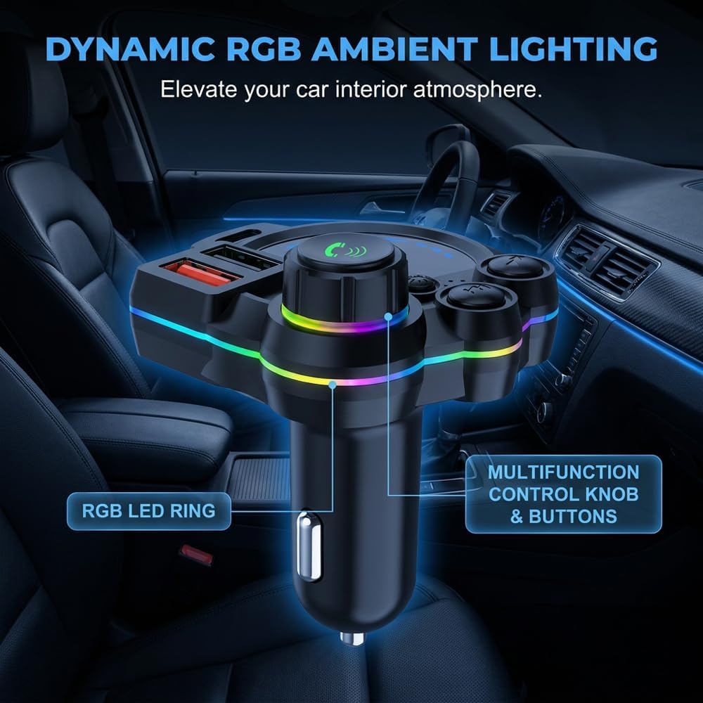 Wireless FM-Transmitter for Car, 20W USB Type-C Fast Charger, 2PCS