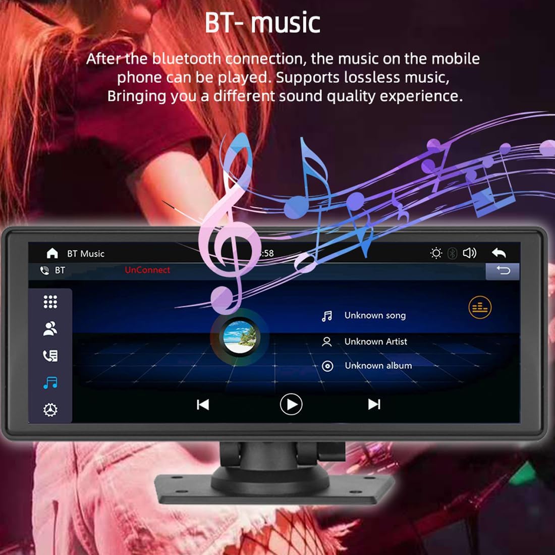 Portable 9.3 Inch IPS Touchscreen Car Stereo with Wireless Carplay & Android Auto Portable Car Radio, Airplay, Mirrorlink, Bluetooth Handsfree, AUX/FM Transmitter, Carplay Screen Supports All Cars
