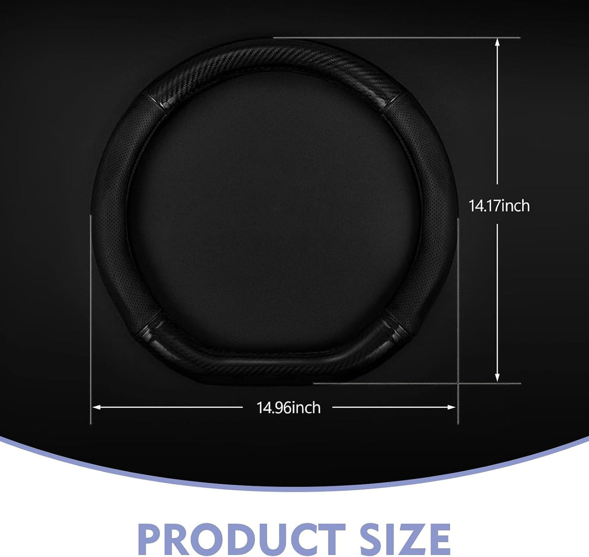 D-Shaped Steering Wheel Cover – Carbon Fiber Pattern, Anti-Slip, Wear-Resistant, Sweat-sbsorbent Microfiber Leather Protector, Four Seasons Universal Fit (Black)