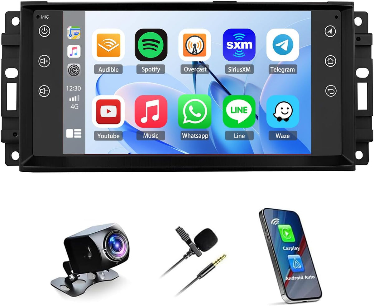 Android Car Stereo Radio Replacement for Dodge Grand Caravan 2008-2020, 7 inch Touch Screen Radio with Wireless CarPlay Android Auto,WiFi GPS Bluetooth FM HiFi SWC AUX-in + Backup Camera,2G+32G