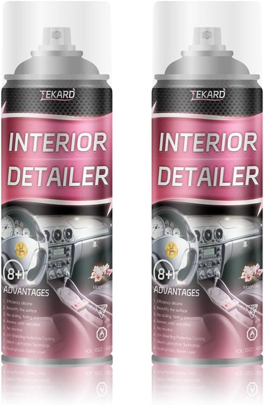 Car Interior Cleaner, Leather Cleaner, 15 oz. Large-Capacity Interior Detailer in Iron Can, Wheel Cleaner, Suitable for Cleaning Rubber, Plastic, and Leather Surfaces Inside Vehicles (2 Bottle)
