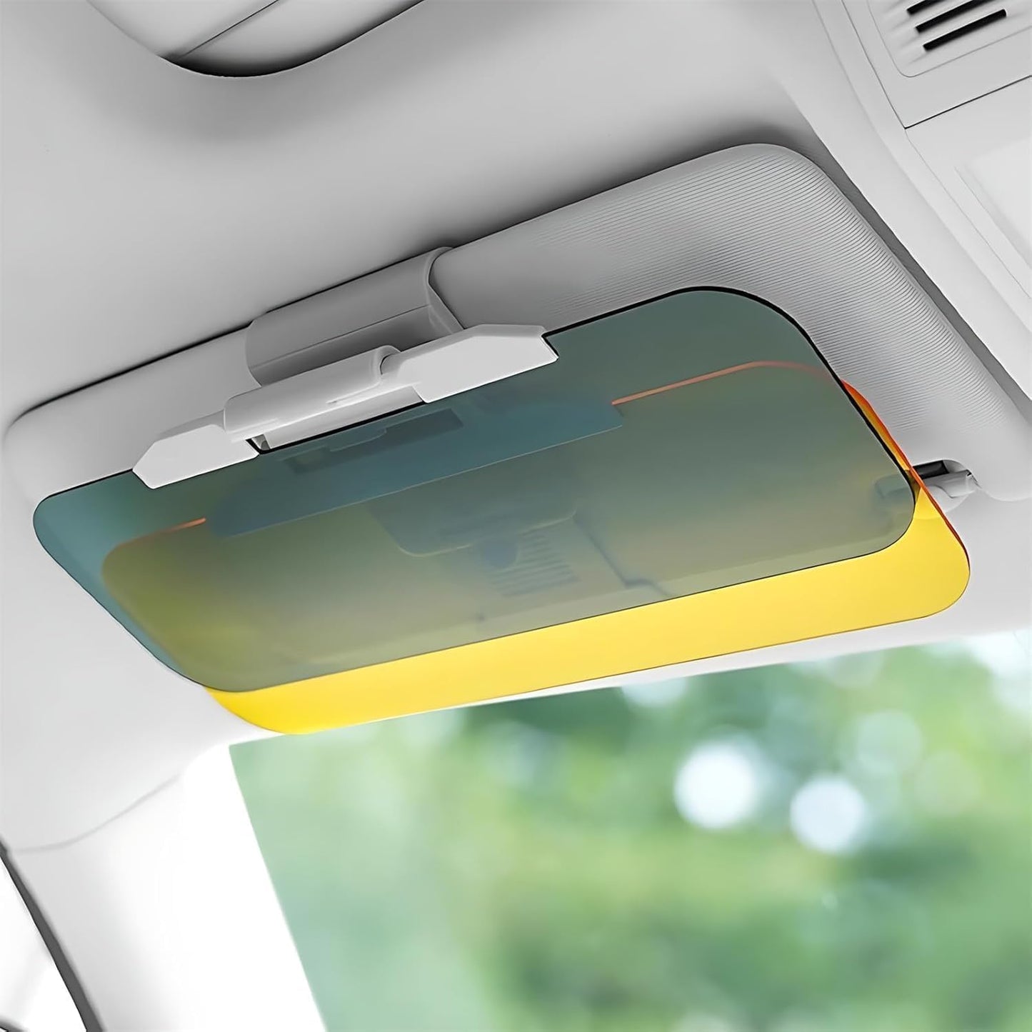 Day/Night Polarized Sun Visor Extender for Car/Trucks, Anti-Glare UV Protection Clip-On Shield, Shatterproof Optical Acrylic/Heat Reducer/Universal Adhesive-Free Sun Visor for Car Windshield