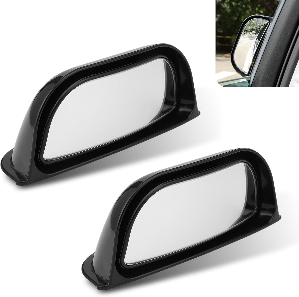 2 PCS Back Passenger Blind Spot Mirrors, 1.8" x 5" Adjustable Wide Angle B-Pillar Blind Spot Mirror, Car Side View Mirror for Get-Off Safety, Universal Accessories for Most Cars (Black)