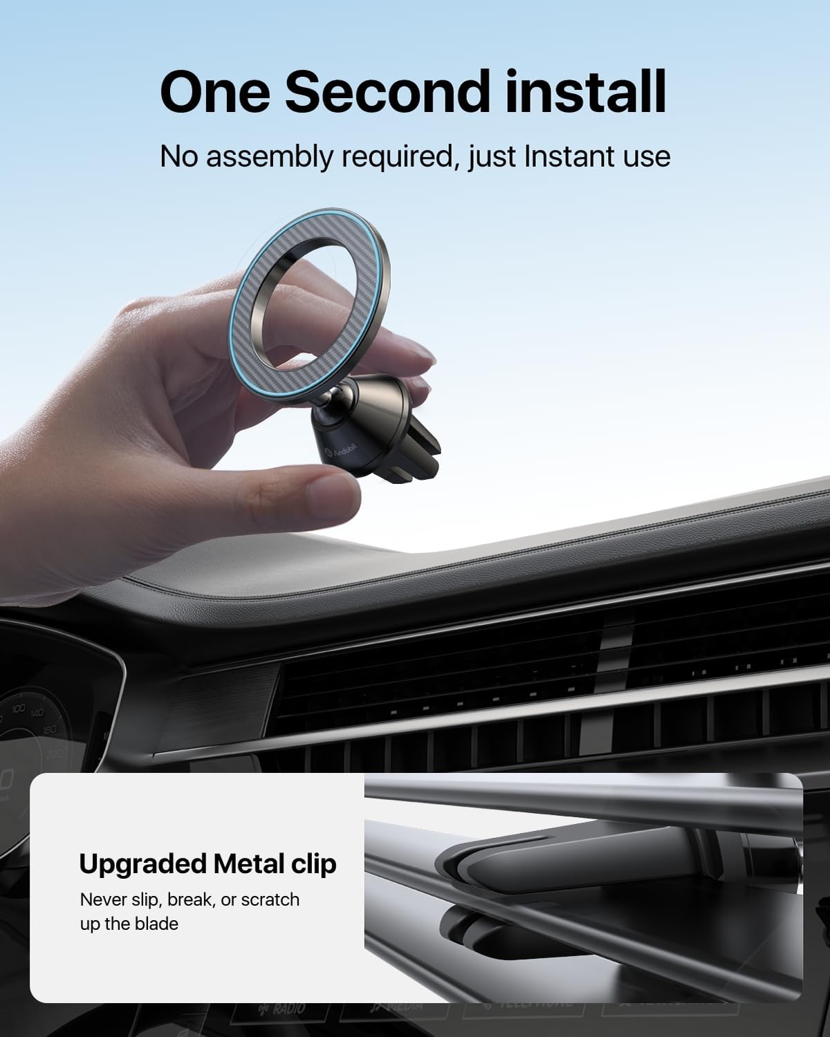 andobil for MagSafe Car Mount Vent, 20xN55 Strongest Magnet ＆ All Metal