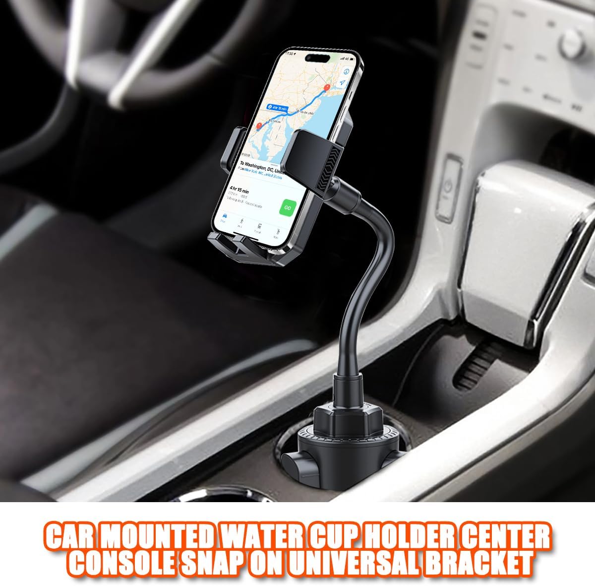 Osilly Car Cup Holder Phone Mount, 2 in 1 Adjustable 360° Rotation Vehicle Cellphone Cradle with Expandable Base, Shockproof Auto Smartphone Hanger, Universal for SUV, Truck, RV
