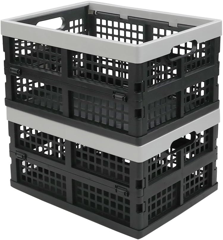 16-Liter Collapsible Storage Crates/Stackable Storage Container Basket, Set of 2