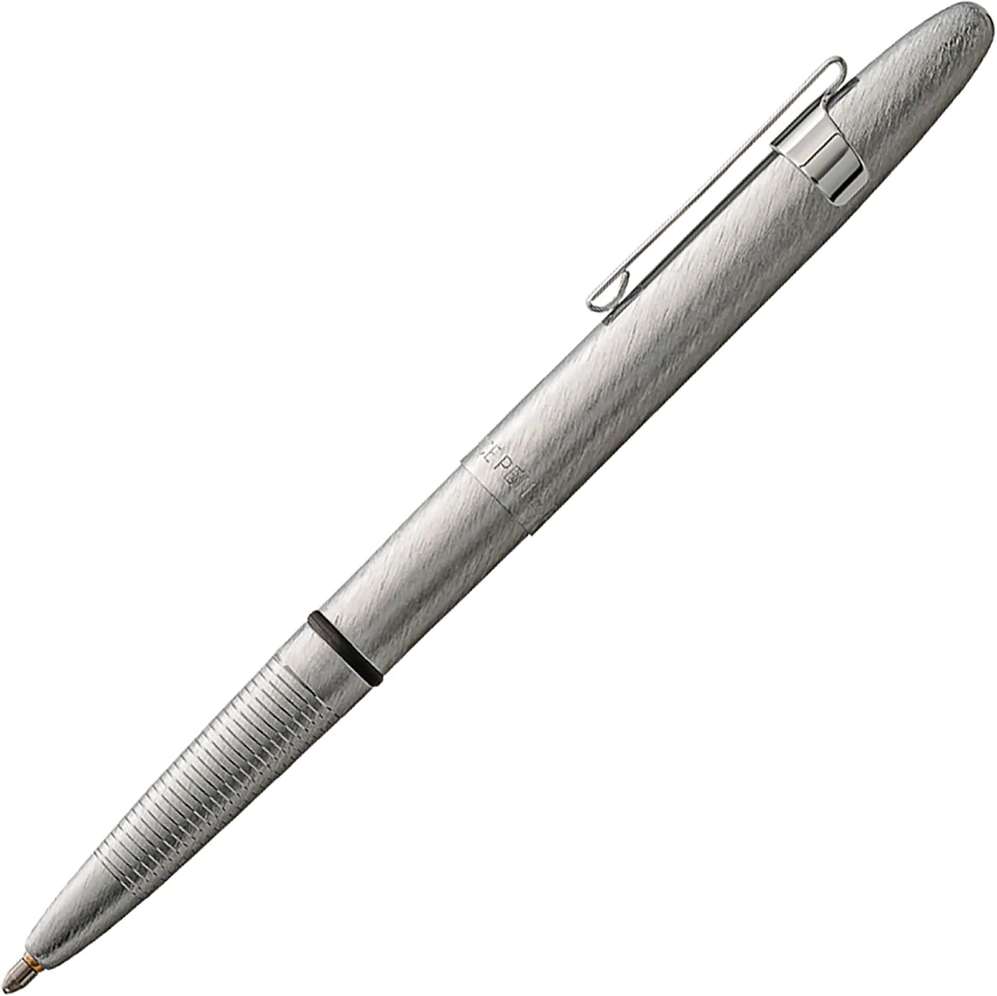 Fisher Space Pen Brushed Chrome Bullet Pen, Pressurized Ballpoint Pen, Compact Size, Writes Upside Down, Extreme Temperatures, Smooth Black Ink, Medium Point, Pocket Clip, Gift Box, Made in USA