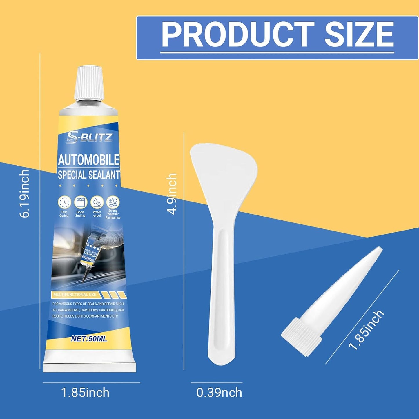 Automotive Body Adhesive Sealant, Windshield Sealant - 100ml Car Trim Glue, Car Glue Exterior & Interior, Heat Resistant & Strong Seal, Car Body Sealant for Weatherstrip, Door Rubber, Plastic Trim