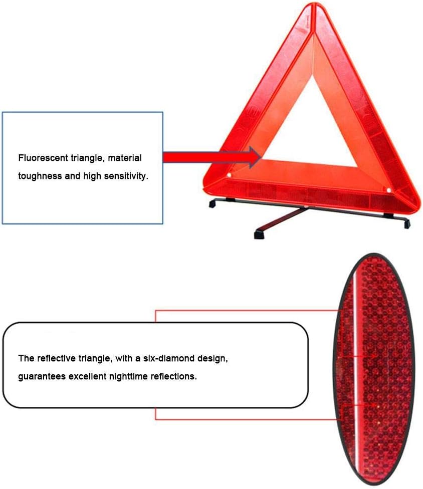 Warning Reflective Triangle Foldable Triangle Reflector Alerts Car Emergency Kit Roadside Warning Sign with Carrying Case for Car Vehicles Truck RV Tractor Trailer (1 Pack)