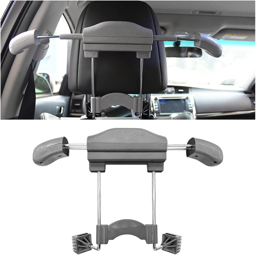 Bittwee Multifunctional Retractable Automotive Headrest Back Seat Coat Hanger Hook Organizer Holder for Clothes, Suits, Jackets, Shirts, Universal for SUV, Truck, RV