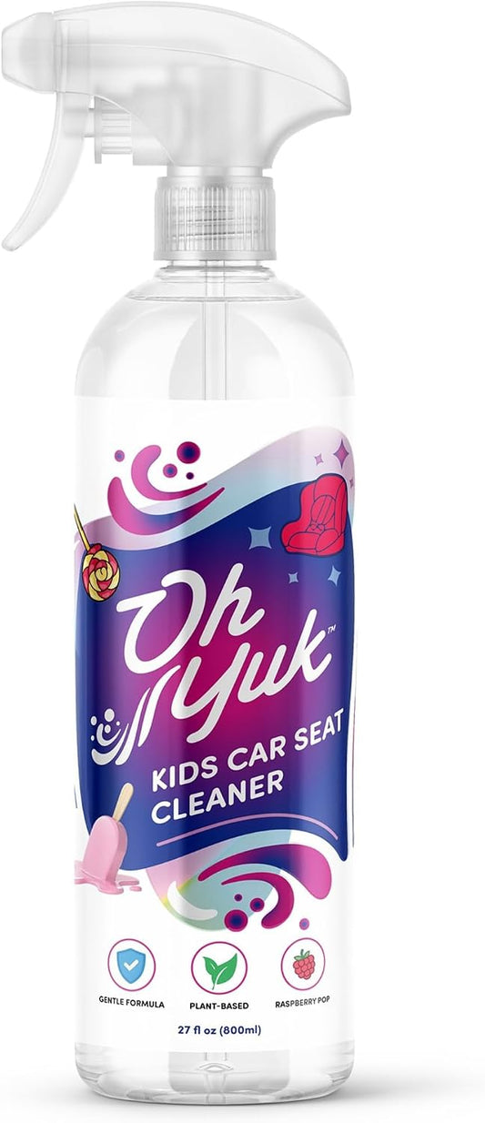 Oh Yuk Kids Car Seat Cleaner Spray, Probiotic Stain & Odor Remover for Kids Car Seats, Strollers & Fabric, Cleans Food, Milk & Juice Spills, Plant-Based Formula, 27 fl oz (Raspberry Pop)