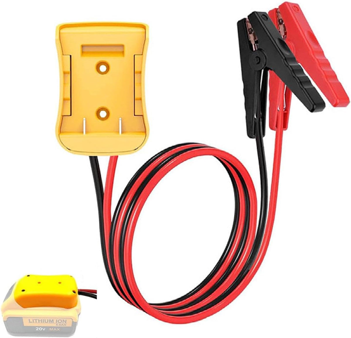 Jumper Cables Adapter with Alligator Clips, Compatible with 20V Battery, 2FT 8AWG Portable Battery Jump Starter Automotive Booster Cables Power for Jump Starting Tool