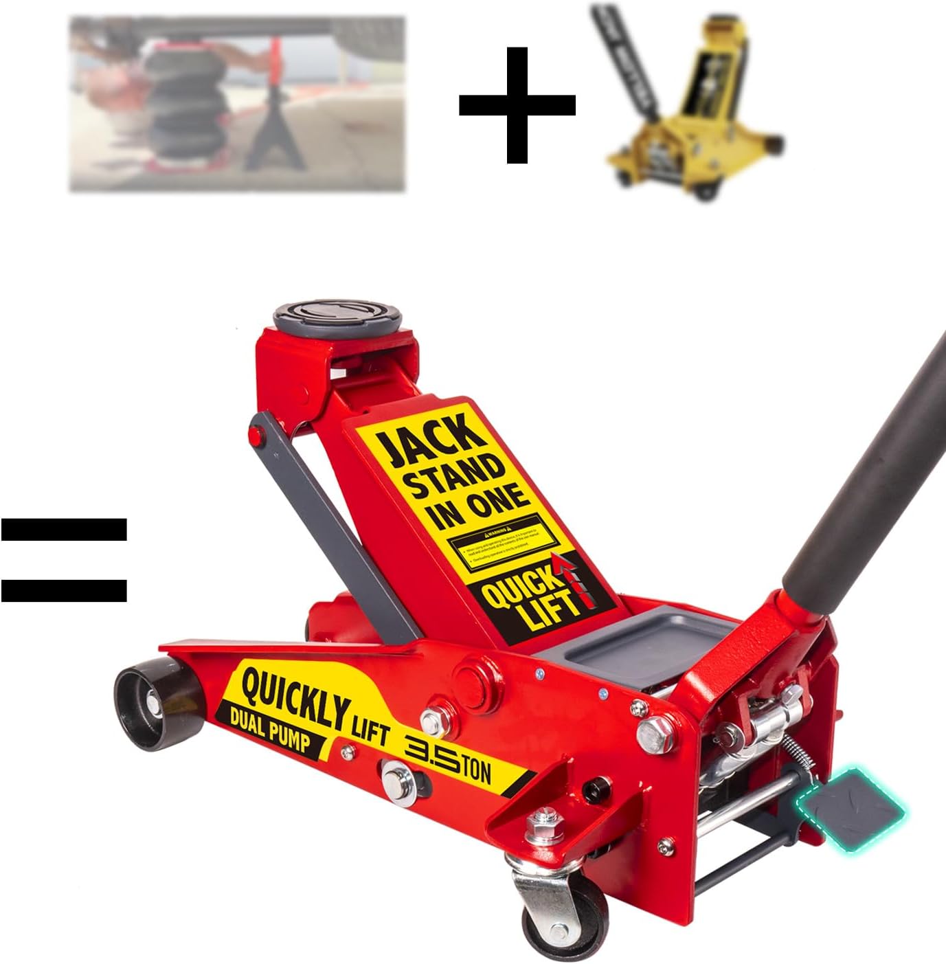 【Upgraded】 Safety Floor Jack System 3.5 Ton (7000 lbs) Automatically Locking After Lifting for Double Safety 2-in-1 Hydraulic Jack with Integrated Jack Stand Quick Lift for Car, SUV, Truck & Garage