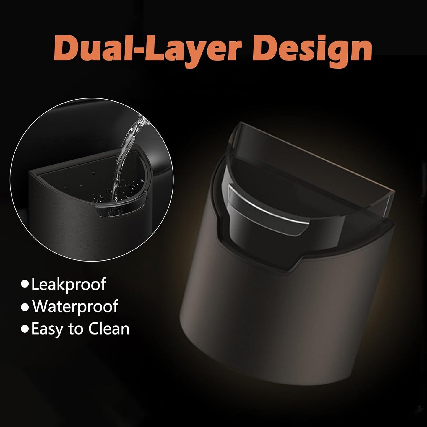Leakproof Car Trash Can,Mini Car Trash Bin for SUV and Truck,Small Removable Liner Garbage Can,Waterproof Automotive Trash Can for Vehicle,Home,Office,Multipurpose,Easy to Clean (Black)