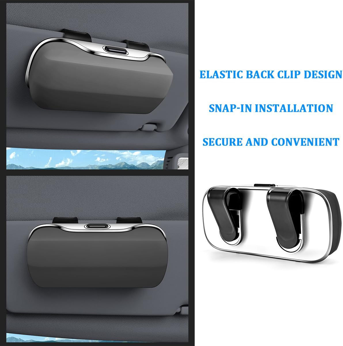 Car Visor Sunglasses Holder, Convenient Vehicle Eyeglasses Hanger Organizer Holder Box, Auto Interior Sunvisor Glasses Storage Protection Case, Universal for SUV Sedan Truck (Gray)