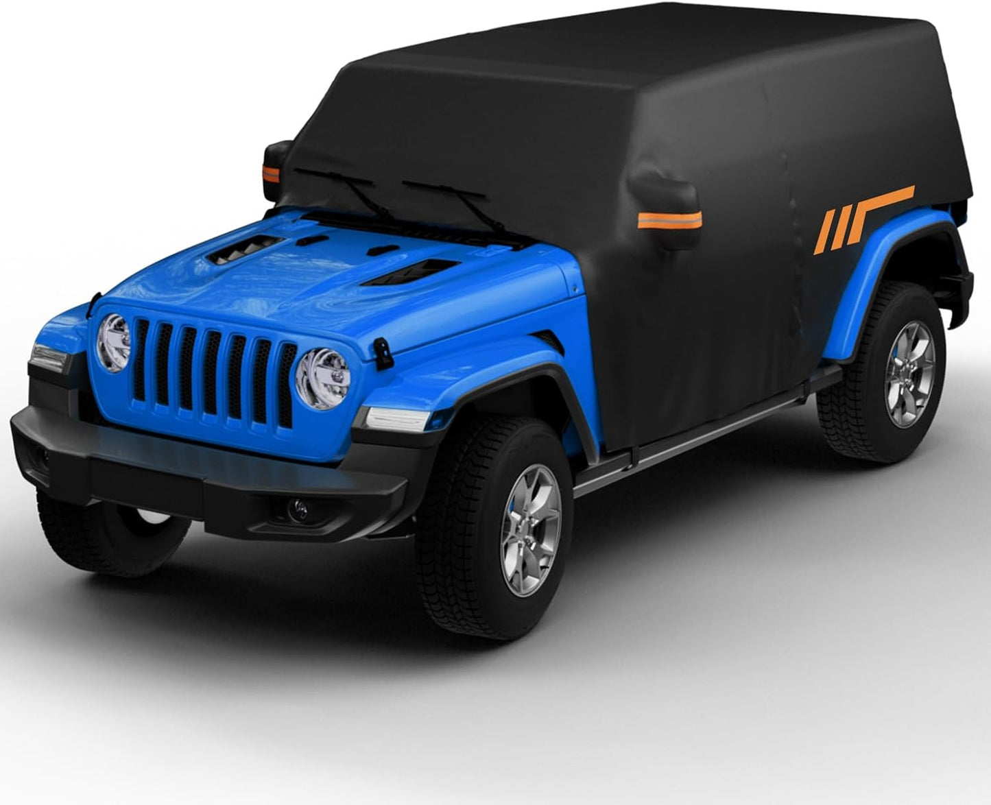 JOYTUTUS Cab Cover Compatible with Wrangler JK JL 4 Doors 2007-2026 | UPF 50+ Oxford, Zipper Access to Driver Door & Tailgate, Windproof Straps with Hooks, Reflective Stripe, Storage Bag Included