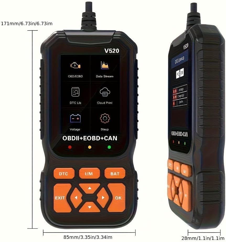 V520 OBD2 Diagnostic Scanner Tool - Quickly Engine Check Light Code Reader, Voltage Tester, I/M Readiness, Reset, and Code Eraser, Suitable for All OBD II Protocol Car & Truck Since 1996