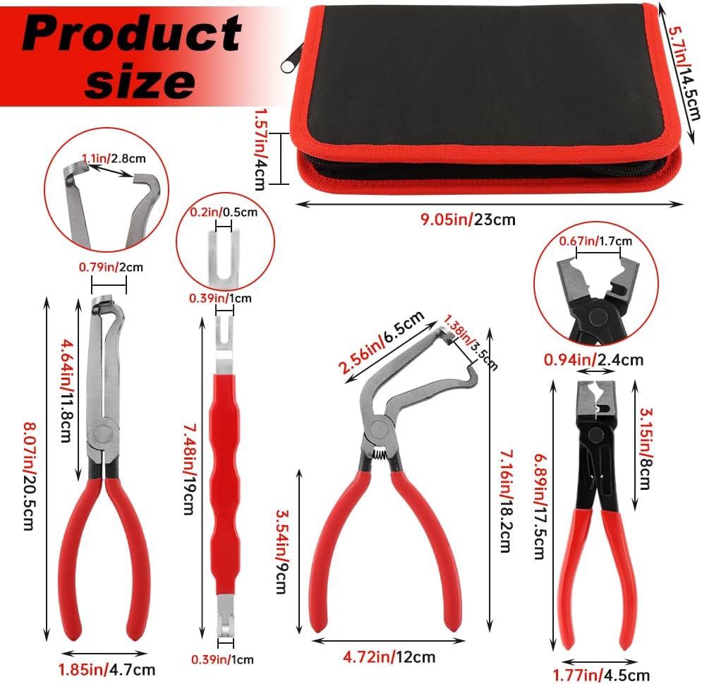 4 Pieces Electrical Disconnect Pliers for Cars, Electrical Connector Separator Tool and Automotive Connector Disconnect Pliers - with Storage Case