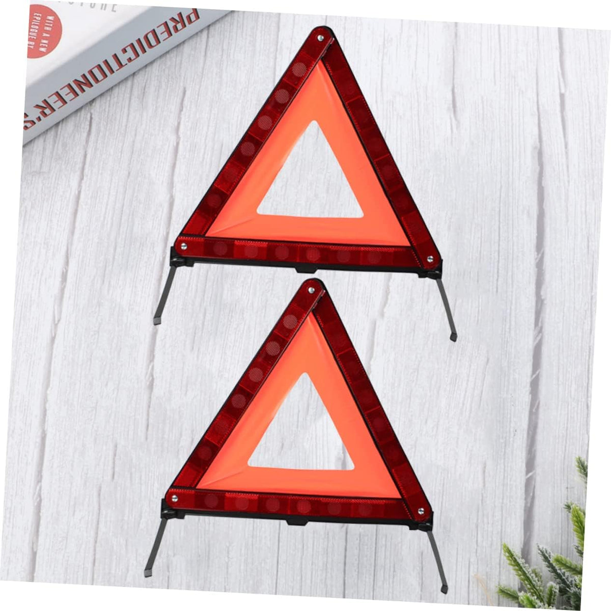 2Pcs Road Safety Warning Triangle Sign Foldable Plastic Red